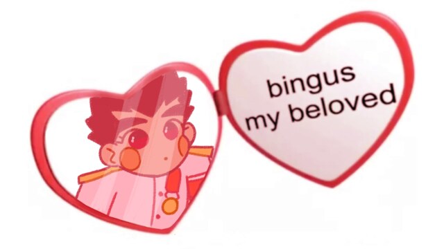 drawing of the open heart locket with the Danganronpa character Kiyotaka Ishimaru inside, still captioned bingus my beloved